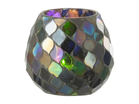 Photophore Mosaïque en Verre "Carmen" 11cm Mauve