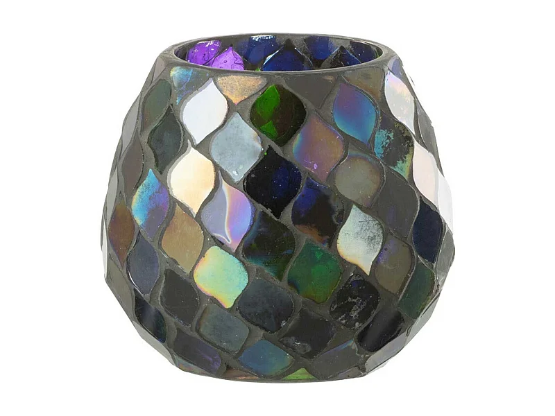 Photophore Mosaïque en Verre "Carmen" 11cm Mauve