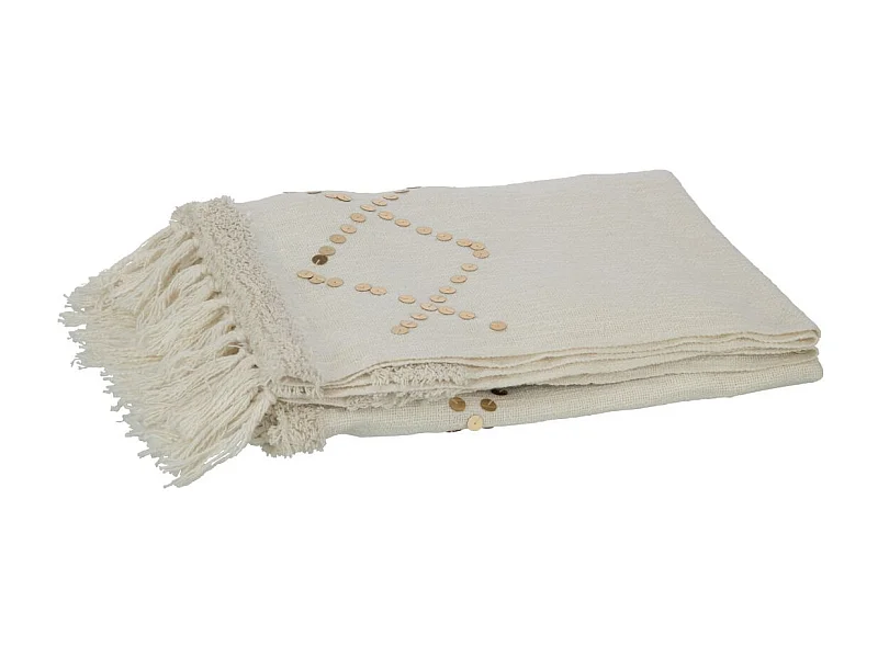 Plaid Uni avec Sequin "Dubai" 130x180cm Blanc