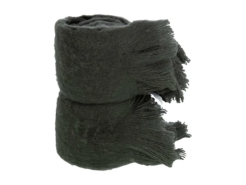 Plaid Uni à Franges "Glen" 130x180cm Anthracite