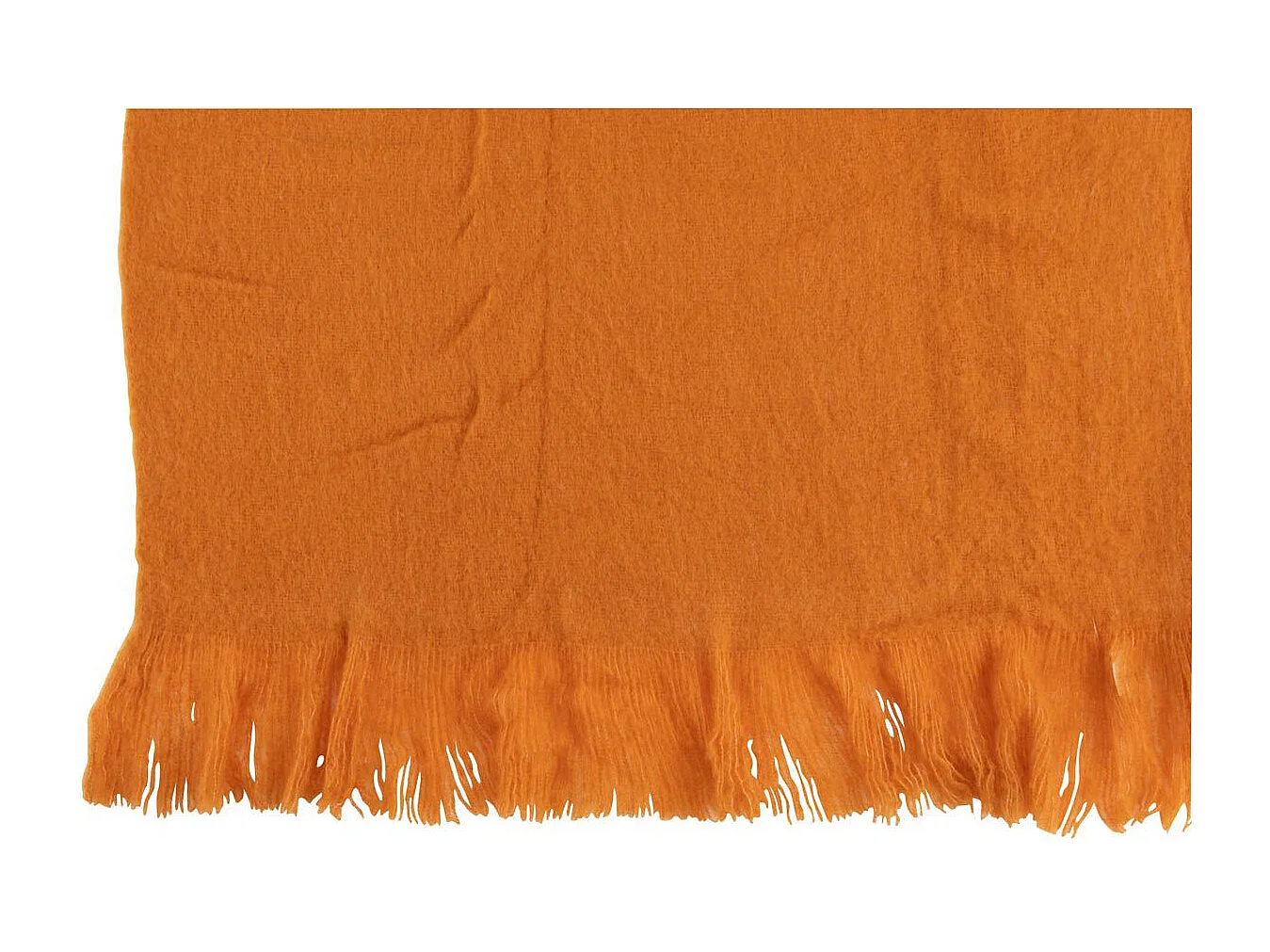 Plaid Uni à Franges "Glen" 130x180cm Orange