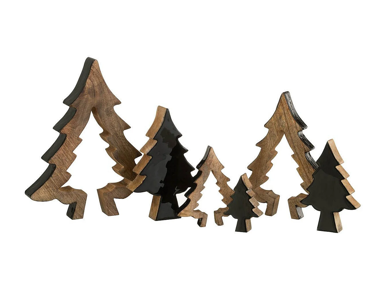 Sapin de Noël à Poser "Puzzle" 30cm Noir & Naturel