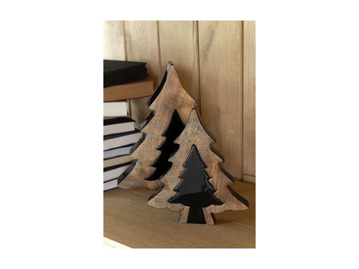 Sapin de Noël à Poser "Puzzle" 30cm Noir & Naturel