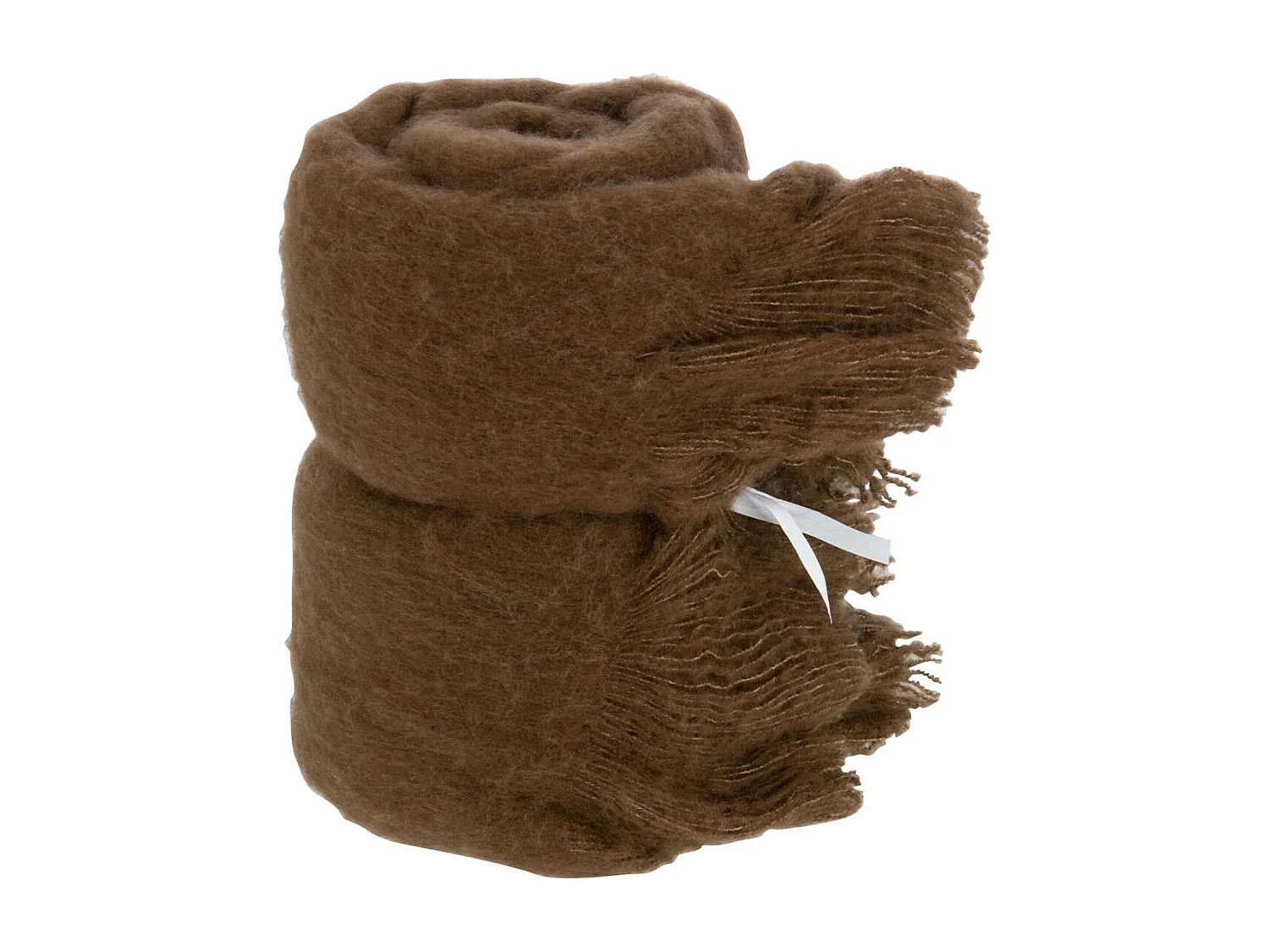 Plaid Uni à Franges "Glen" 130x180cm Marron