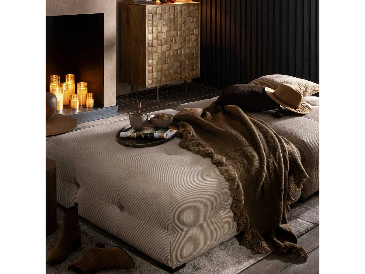 Plaid Uni à Franges "Glen" 130x180cm Marron