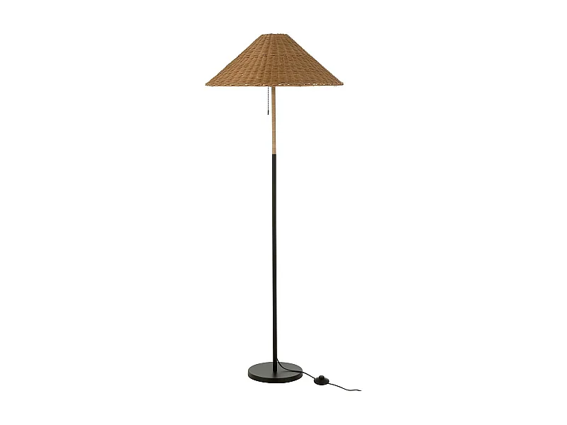 Lampadaire en Rotin "Preston" 154cm Naturel & Noir
