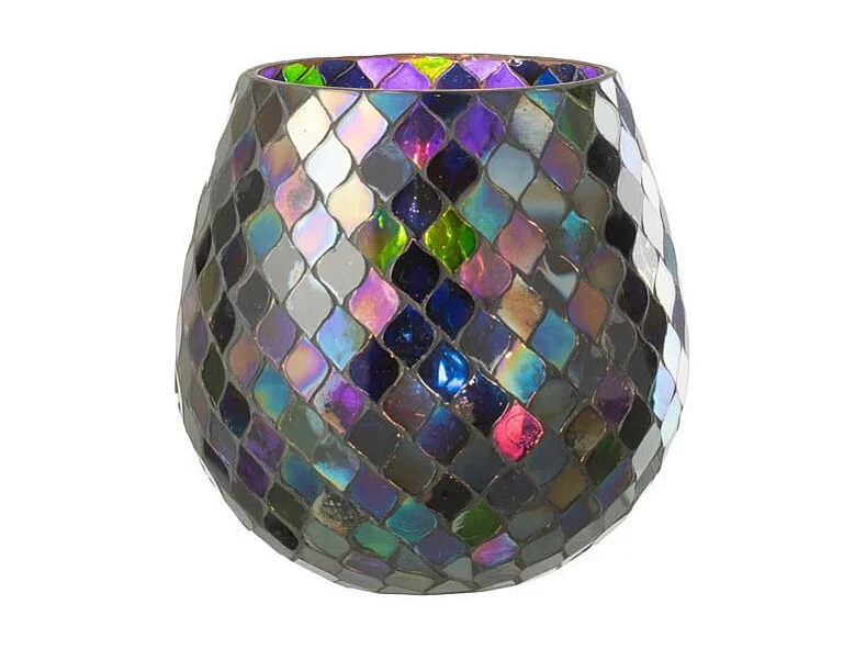 Photophore Mosaïque en Verre "Carmen" 17cm Mauve