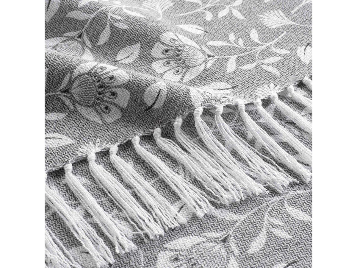 Plaid à Franges Imprimé "Flavie" 125x150cm Gris