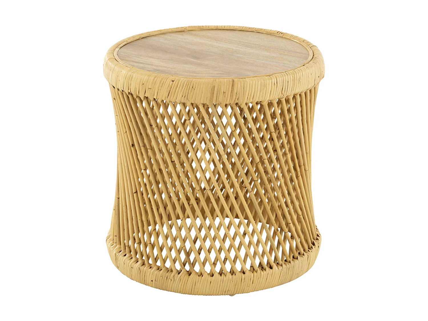 Table d'Appoint en Rotin "Cylindre" 50cm Naturel