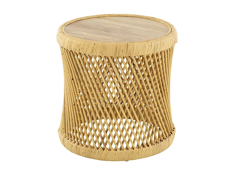 Table d'Appoint en Rotin "Cylindre" 50cm Naturel