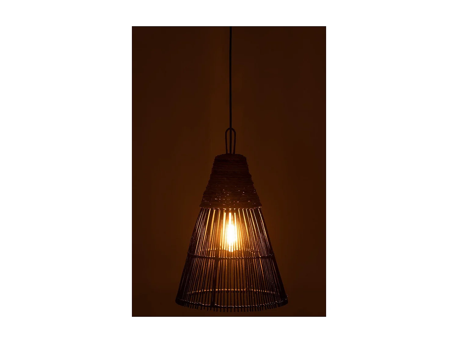 Lampe Suspension en Rotin "Cone" 42cm Noir
