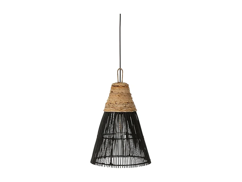 Lampe Suspension en Rotin "Cone" 42cm Noir