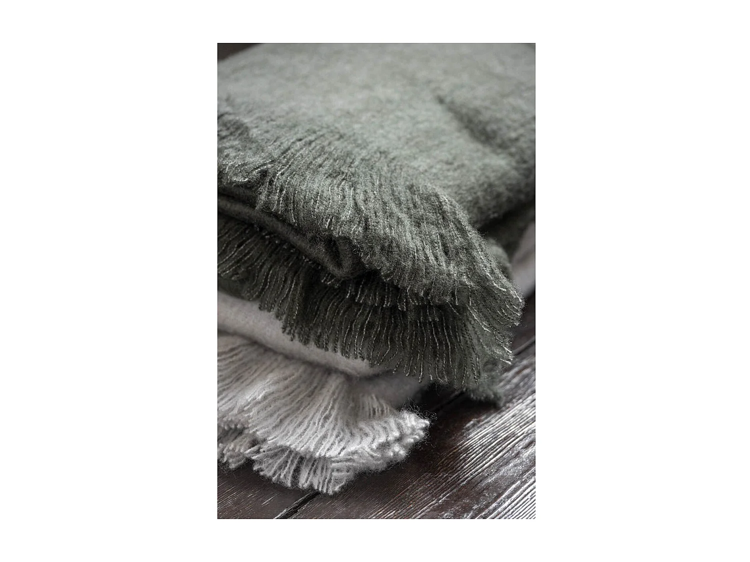 Plaid Uni à Franges "Glen" 130x180cm Gri