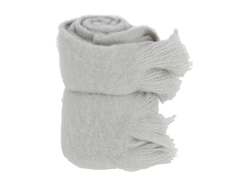 Plaid Uni à Franges "Glen" 130x180cm Gris