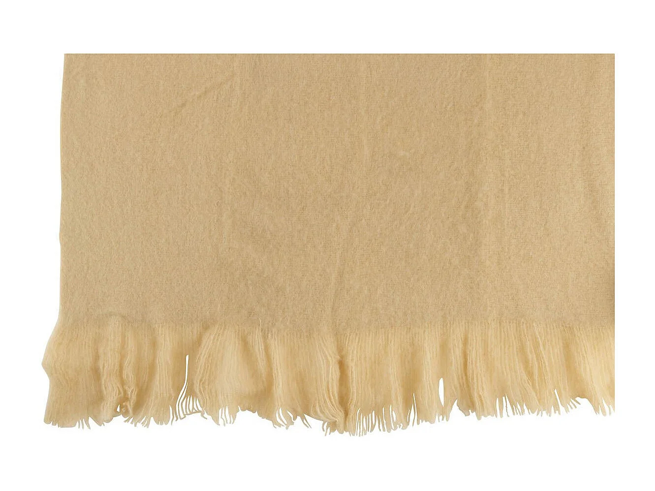 Plaid Uni à Franges "Glen" 130x180cm Beige