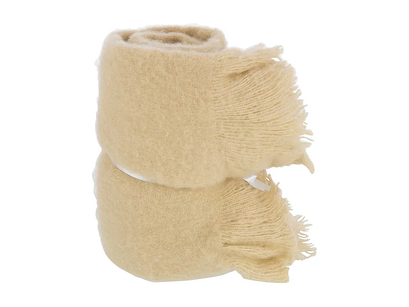 Plaid Uni à Franges "Glen" 130x180cm Beige