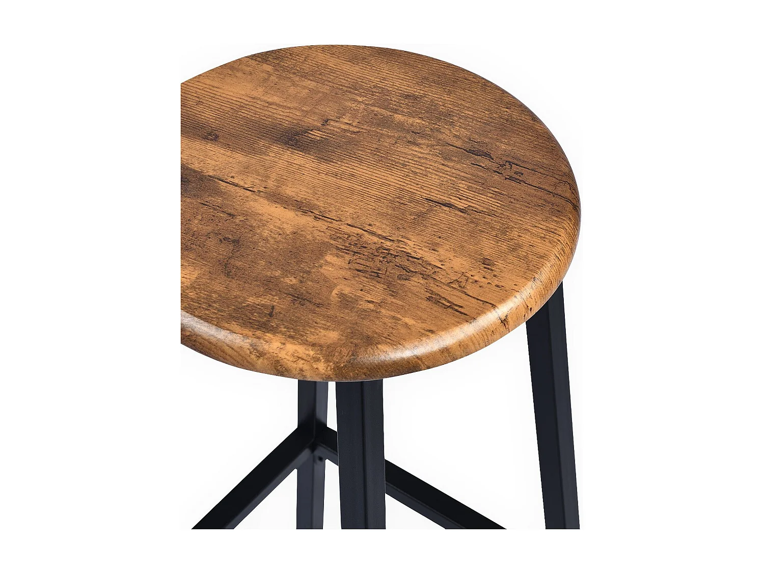 Table de bar style industriel avec ses 2 tabourets Jostin Bois et Métal Noir
