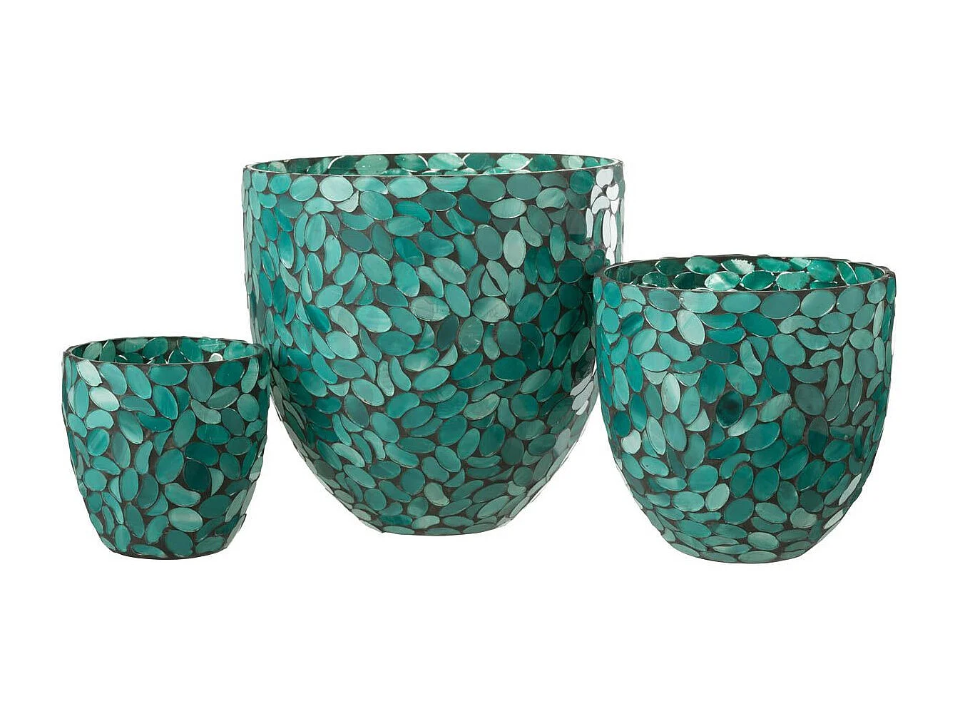 Photophore Mosaïque en Verre "Rico" 10cm Bleu Azur