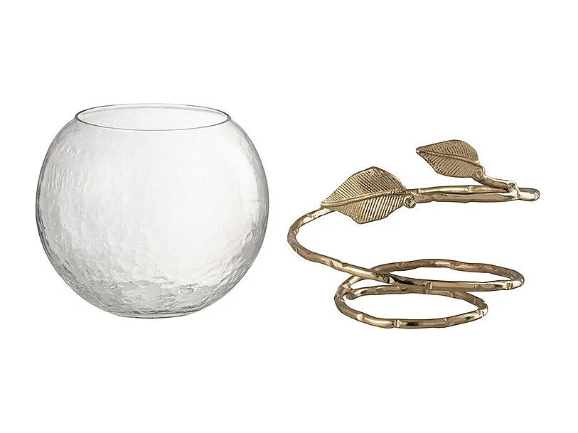 Photophore en Verre Feuille "Ofelia" 13cm Transparent