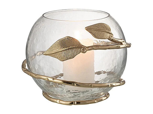 Photophore en Verre Feuille "Ofelia" 13cm Transparent