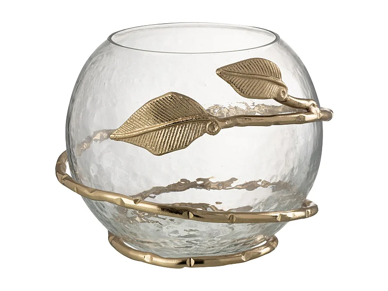 Photophore en Verre Feuille "Ofelia" 13cm Transparent