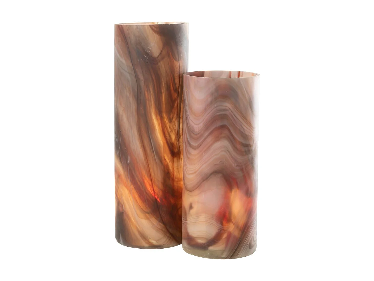 Photophore Imprimé en Verre "Arti" 35cm Marron