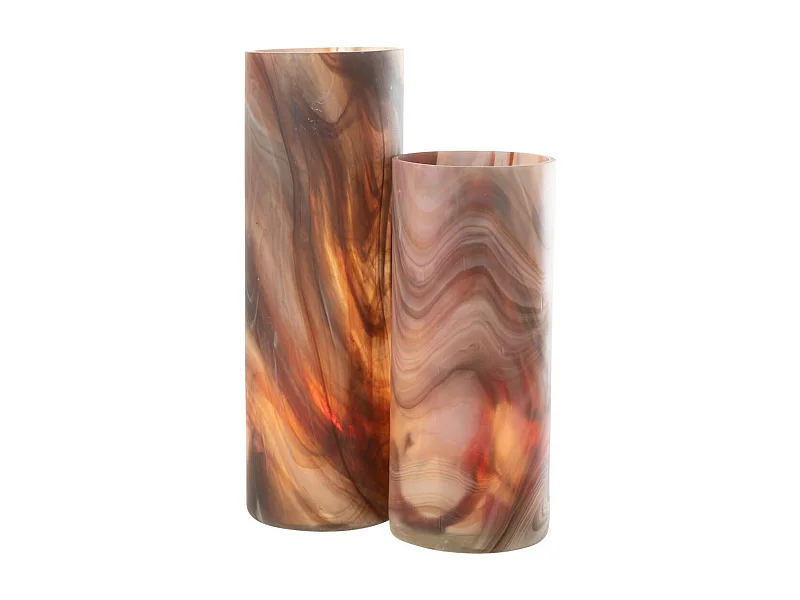 Photophore Imprimé en Verre "Arti" 35cm Marron