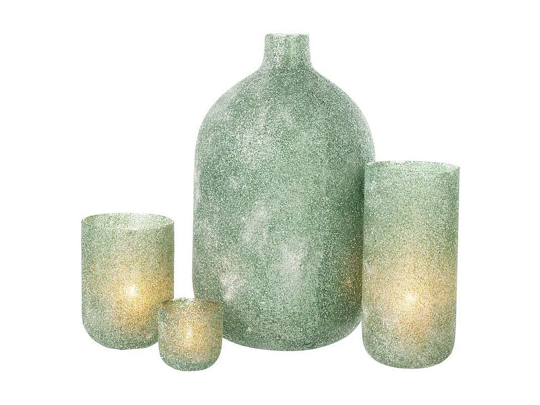 Photophore Déco en Verre "Fore" 28cm Vert