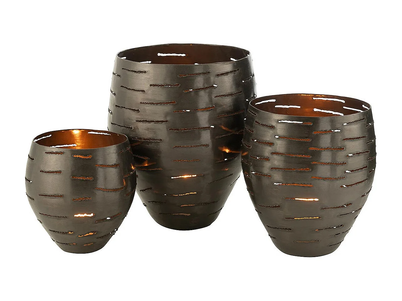 Lot de 3 Photophores en Métal "Wilburn" 52cm Noir