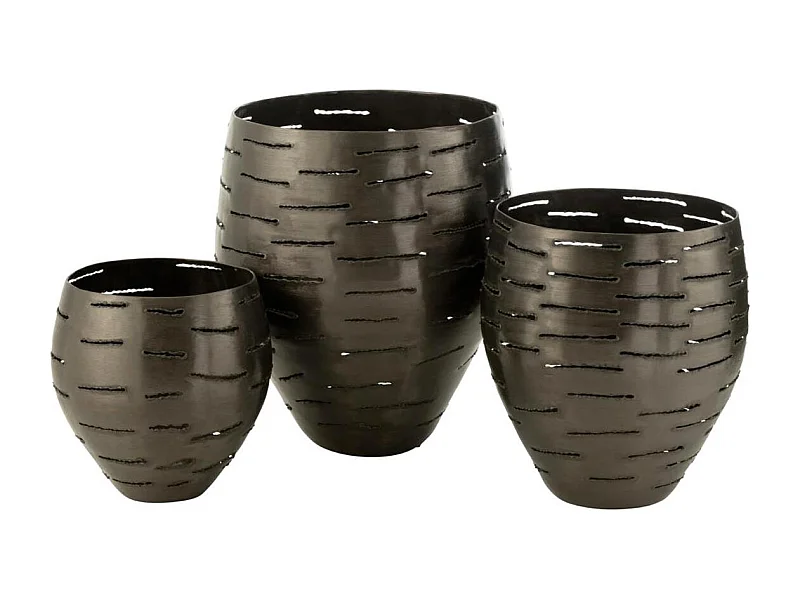 Lot de 3 Photophores en Métal "Wilburn" 52cm Noir