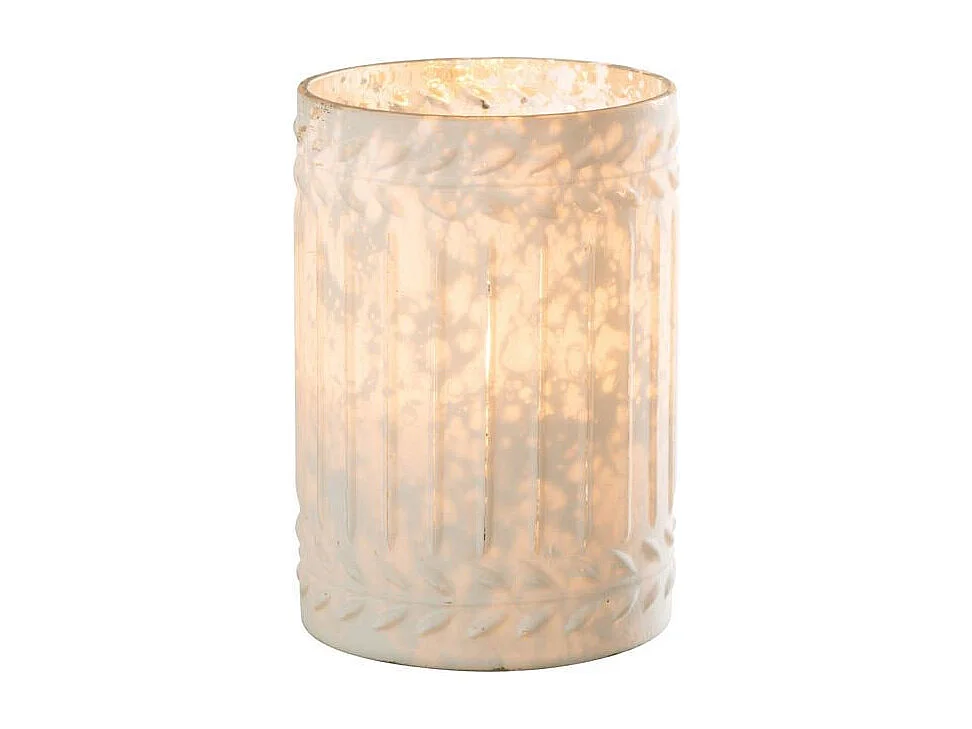 Photophore Déco en Verre "Ezy" 18cm Blanc