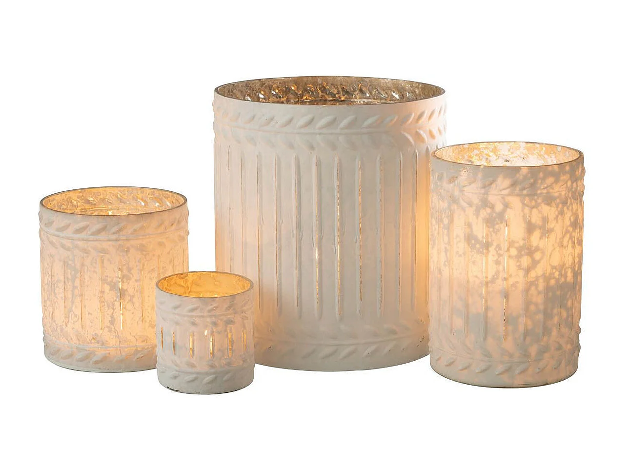 Photophore Déco en Verre "Ezy" 23cm Blanc