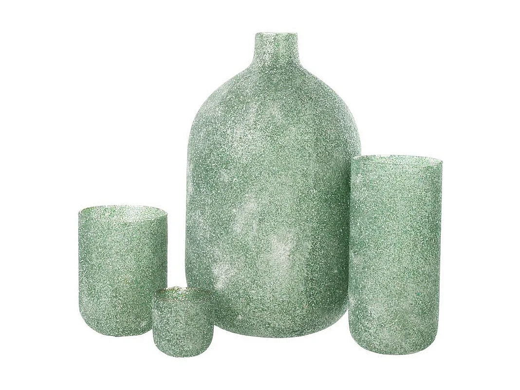 Photophore Déco en Verre "Fore" 18cm Vert