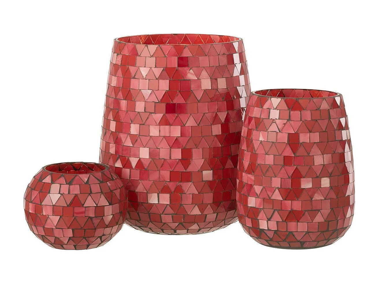 Photophore Design Triangle "Sweet Valentine" 21cm Rouge & Rose