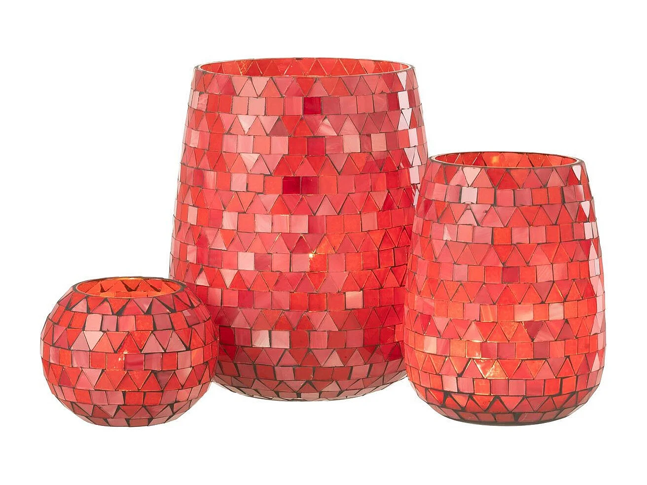 Photophore Design Triangle "Sweet Valentine" 21cm Rouge & Rose