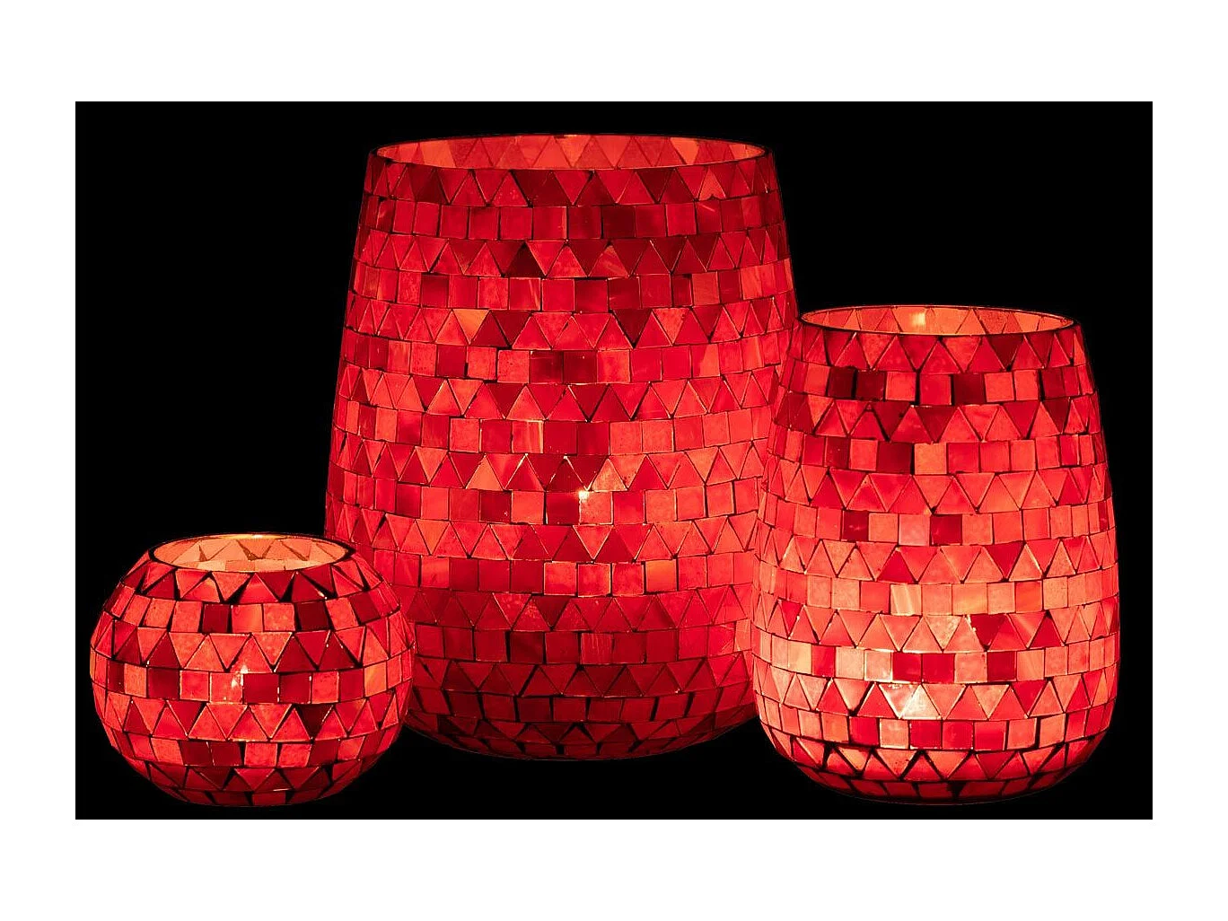 Photophore Design Triangle "Sweet Valentine" 21cm Rouge & Rose