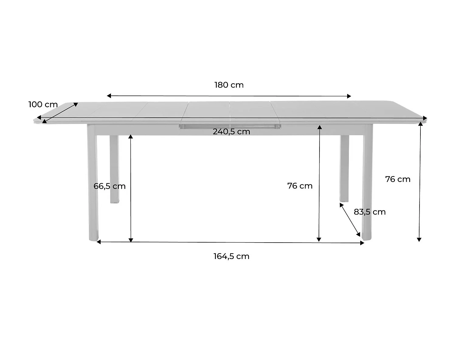 Table de jardin extensible aluminium 8 places anthracite - Soria