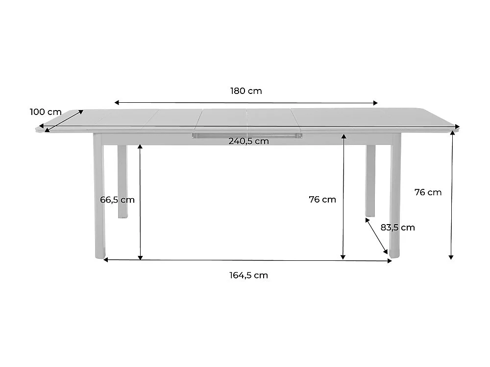 Table de jardin extensible aluminium 8 places anthracite - Soria