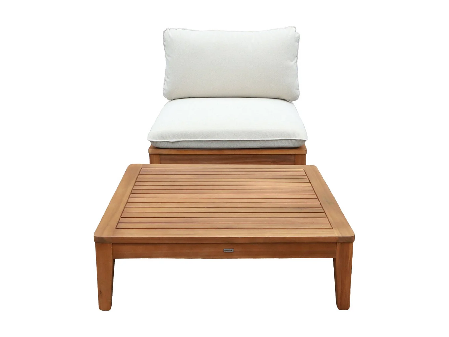 Salotto da giardino in legno di acacia e bouclé, 1 posto, beige