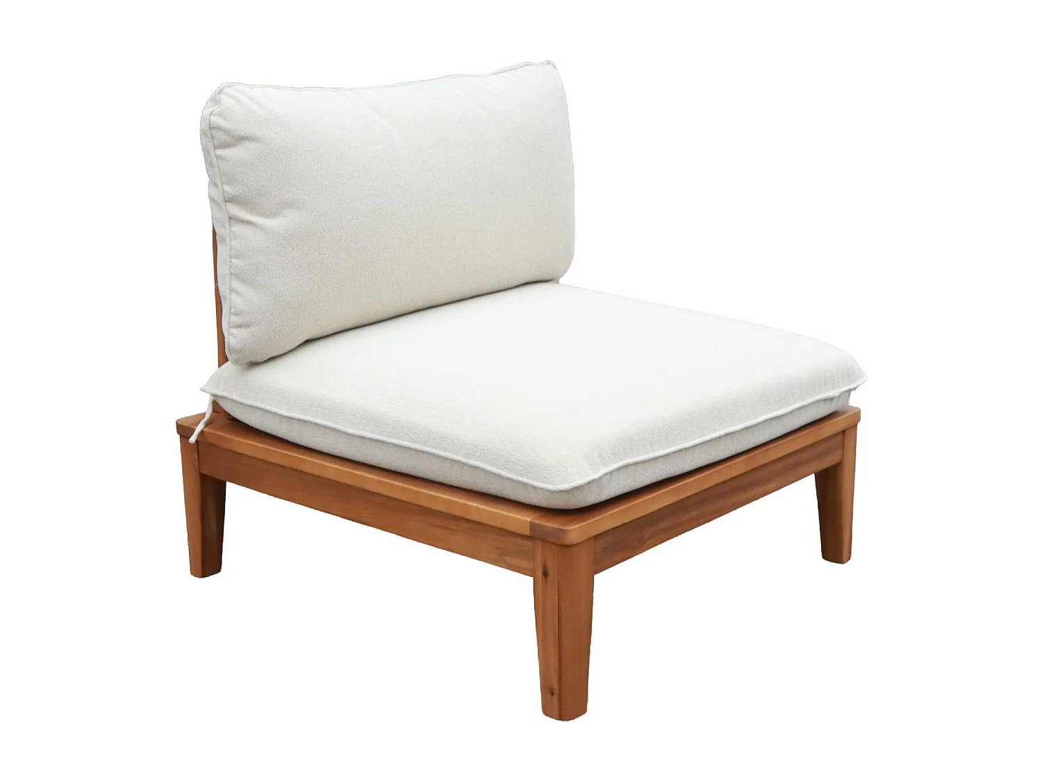 Salotto da giardino in legno di acacia e bouclé, 1 posto, beige