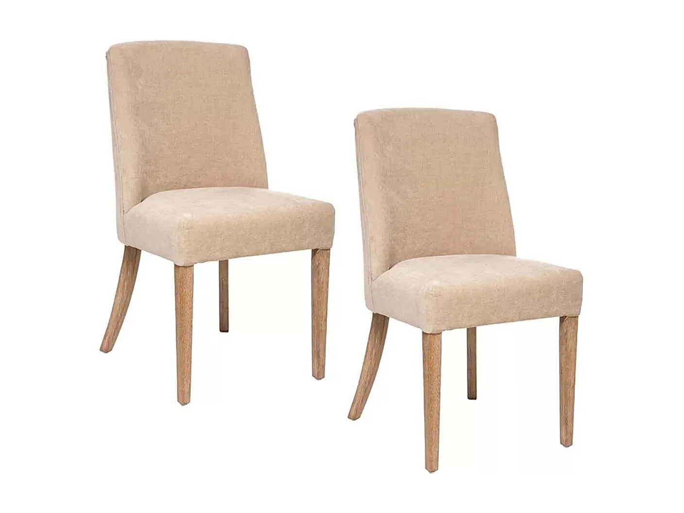 Lot de 2 chaises de salle à manger en tissu chenille avec des pieds en bois, coloris beige - Longueur 50 x Profondeur 58 x Hauteur 88 cm