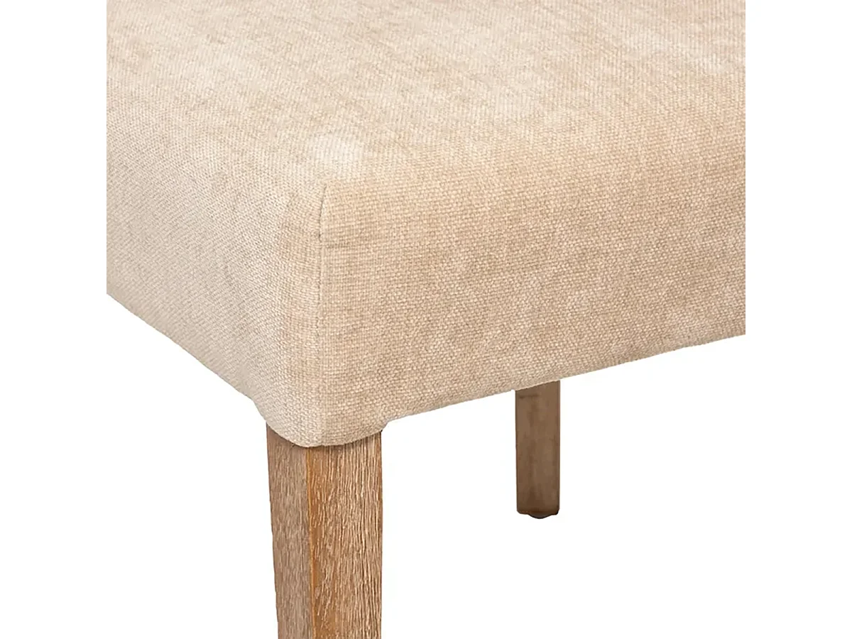 Lot de 2 chaises de salle à manger en tissu chenille avec des pieds en bois, coloris beige - Longueur 50 x Profondeur 58 x Hauteur 88 cm