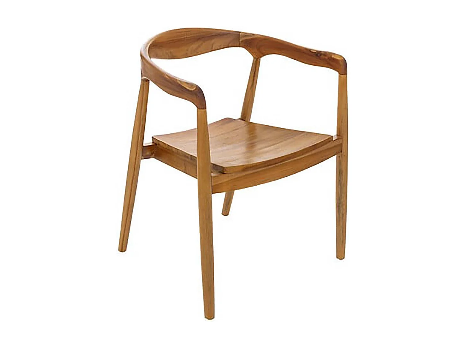 Lot de 2 chaises style fauteuil en teck naturel, coloris marron - Longueur 57 x Profondeur 61 x Hauteur 77 cm