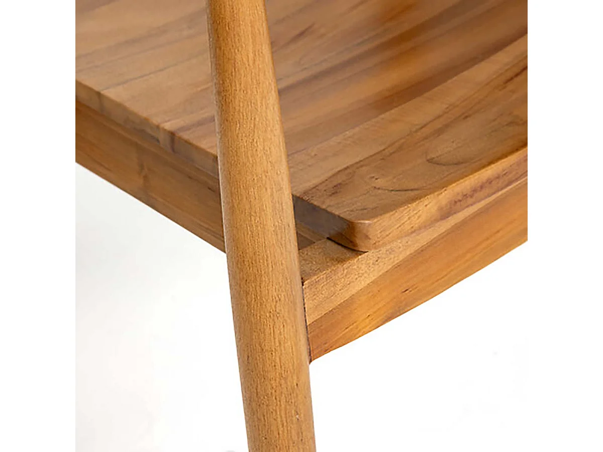 Lot de 2 chaises style fauteuil en teck naturel, coloris marron - Longueur 57 x Profondeur 61 x Hauteur 77 cm