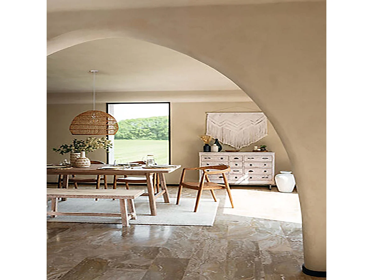 Lot de 2 chaises style fauteuil en teck naturel, coloris marron - Longueur 57 x Profondeur 61 x Hauteur 77 cm