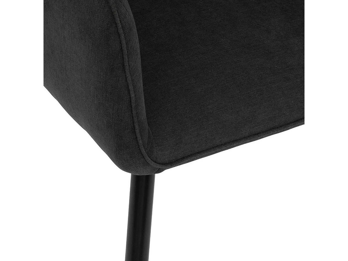 Lot de 2 chaises matelassées style fauteuil de salle à manger en velours noir avec des pieds en métal - Longueur 61,5 x Profondeur 57 x Hauteur 83 cm