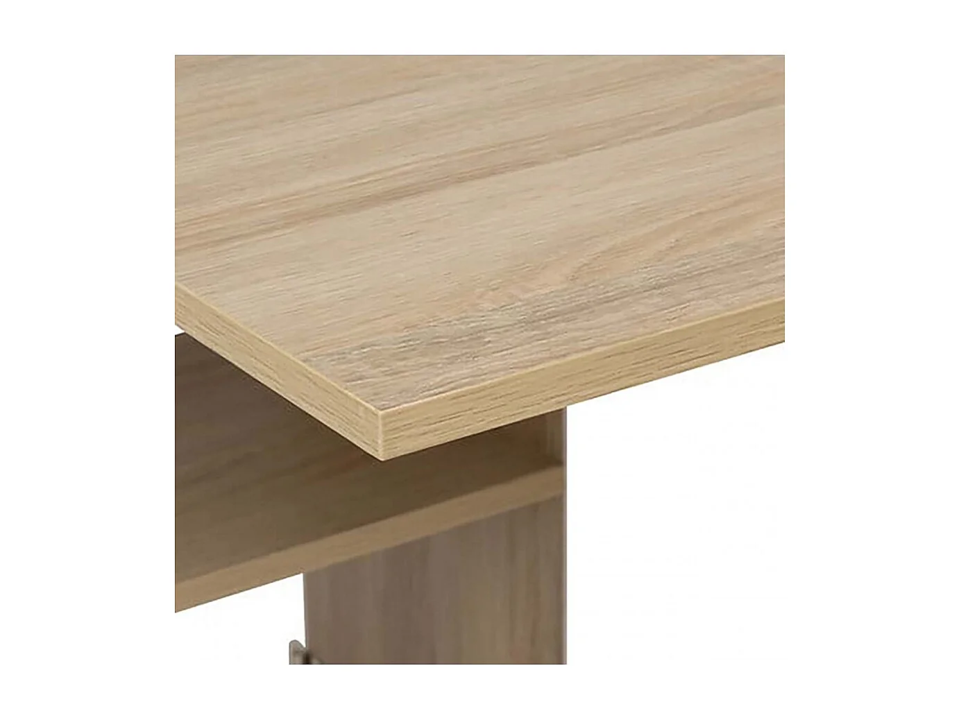 Table à manger pliante multifonctions avec roulettes et étagères de rangement, coloris chêne/blanc - Longueur 120,5 x Profondeur 80 x Hauteur 75 cm