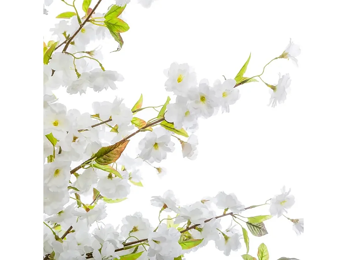 Plante artificielle Cerisier avec fleurs artificiels coloris blanc avec pot -Longueur 100 x Profondeur 100 x Hauteur 200 cm