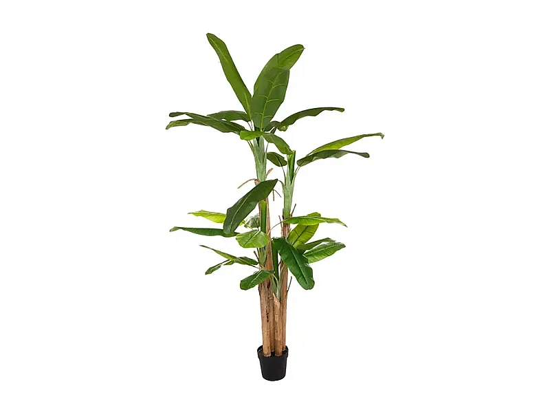Plante artificielle arbre bananier 4 troncs avec pot  - Longueur 140 x Profondeur 140 x Hauteur 285 cm