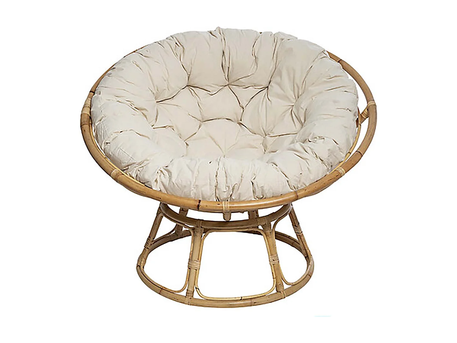 Fauteuil chaise en rotin coloris beige pour terrasse jardin et salon - Longueur 113 x largeur 109 x Hauteur 80 cm